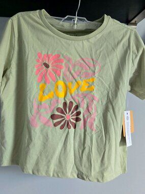 NWT Bixby Light green girls cropped shirt M 8-10